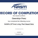 Certificate of completion from AFAA awarded to Gwendolyn Perez for completing Hydration: Through the Lens of Fitness and Health course, dated May 1, 2021.